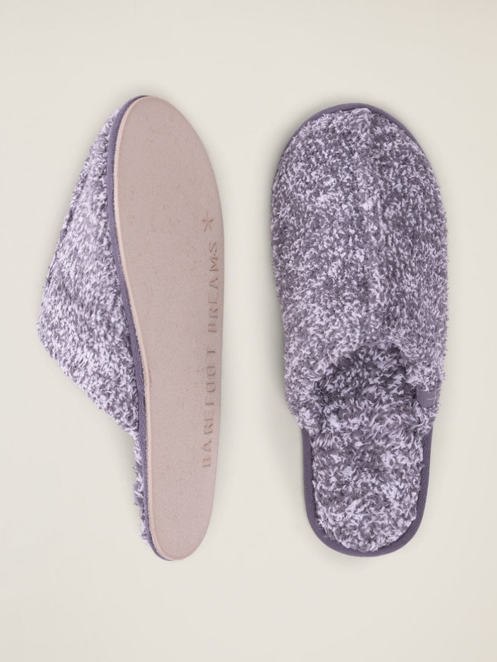 Barefoot Dreams Plush Gray Mix Slide Slippers - L
